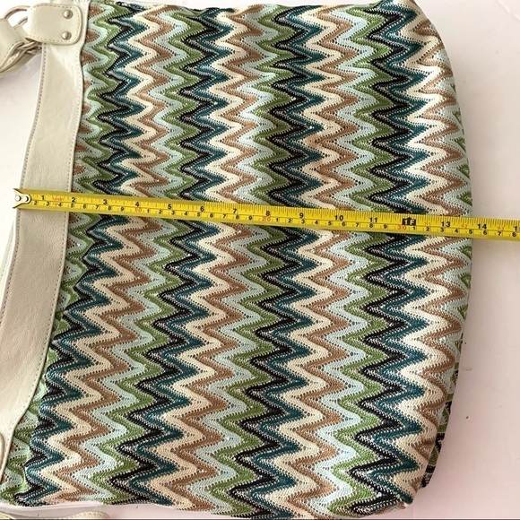 Vintage Y2K Slouchy Fabric Chevron Shoulder Bag Purse Festival Beach Tote Retro - Picture 7 of 7